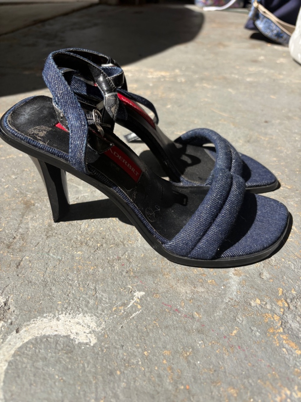 Dark Blue Denim Strappy High Heel Sandals - Women farra 6US y2K
